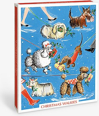 Selfridges Edit Louise Cunningham dog Walkies-print Christmas Cards Pack of 16