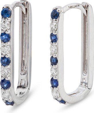 LEE JONES Diamond & Sapphire Small Paperclip White Gold Hoop Earrings