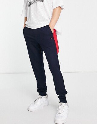 Performance color block cuffed sweatpants in navy