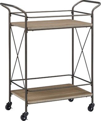 Raddatz Metal X Frame Bar Cart with Wood Shelf Bronze/Walnut