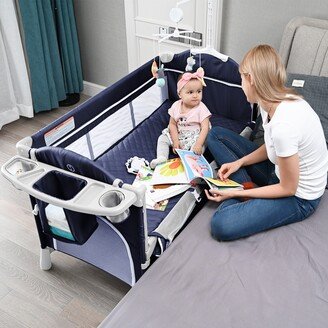 FAMAPY Portable 3 in 1 Baby Bassinet Changing Table Playard, Navy Blue - 50