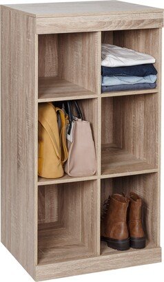 Stackable 6 Cube Shelf Organizer With Anti-Tip Hardware, Brown