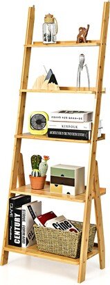 5-Tier Bamboo Ladder Shelf Bookshelf Display Storage Rack - See Details