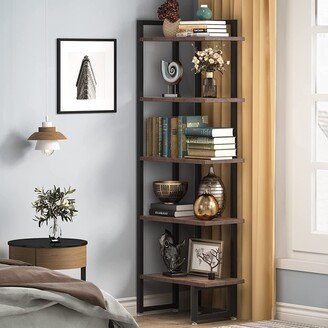 Bluebell 5-Tier Corner Shelf, Wood Wall Corner Bookshelf with Anti-Slip Pad - 11.9