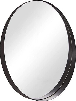 ANDY STAR 30 Inch Circle Mirror 3 In Deep w/ Stainless Steel Metal Frame, Black - 21.2