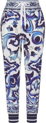 Majolica-print cady track trousers