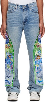 Blue Cowboy Embroidered Jeans