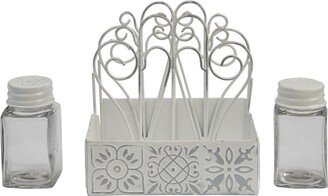 Park Designs Distressed Tile Napkin Caddy with Salt & Pepper Shakers