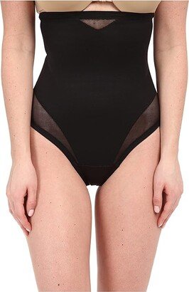 Miraclesuit Shapewear Sheer Extra Firm Shaping High Waist Thong (Black) Women's Underwear