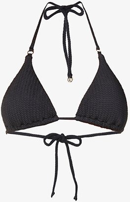 Womens Black Sea Dive Textured Triangle Bikini top