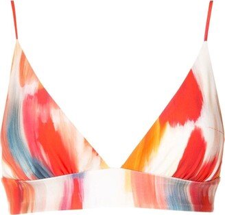 Abstract-Print Bikini Top