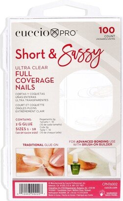 Short and Sassy Full Coverage Nail Tips - Ultra Clear by Cuccio Pro for Women - 100 Count Nail Tips