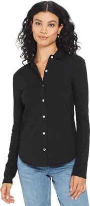 Goldie Lewinter Women's Jersey + Slub Button Down Shirt-AA