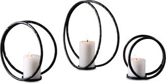 Pina Curved Metal Candle Holders, Set of 3