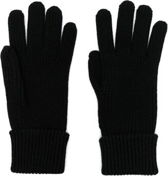 Logo-Patch Knitted Wool Gloves-AB