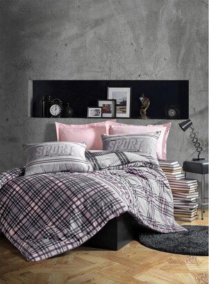 Sports in Blush Gray Full Size Duvet Cover Set | Pink