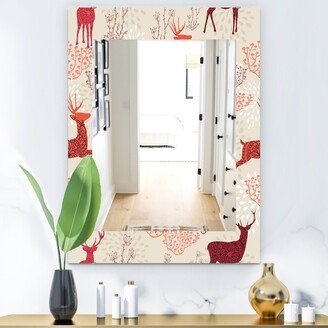 Designart 'Patterned Christmas Deers' Traditional Mirror - Frameless Printed Wall Mirror