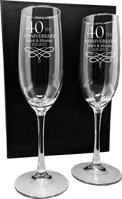 Anniversary Gifts, Etched Champagne Glasses, Personalized Gift For Wife, 40Th Parents, Wedding