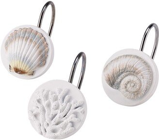 Destin White Coral & Shells Resin 12-Pc. Shower Curtain Hooks