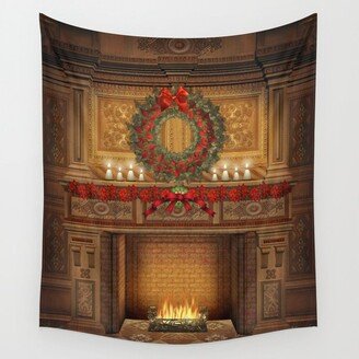 Christmas Fireplace Wall Tapestry