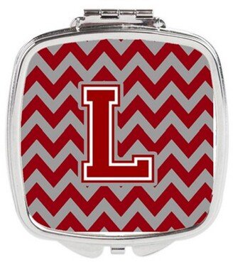 CJ1049-LSCM Letter L Chevron Maroon & White Compact Mirror, 3 x 0.3 x 2.75 in.