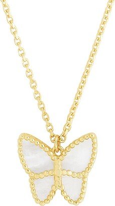 Saks Fifth Avenue Made in Italy 14K Yellow Gold & Mother of Pearl Butterfly Necklace