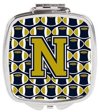 CJ1074-NSCM Letter N Football Blue & Gold Compact Mirror, 3 x 0.3 x 2.75 in.