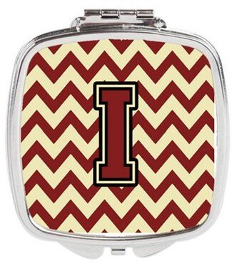 CJ1061-ISCM Letter I Chevron Maroon & Gold Compact Mirror