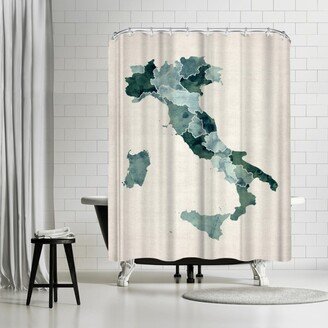 71 x 74 Shower Curtain, Map Green by Michael Tompsett - Art Pause