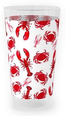 Outdoor Pint Glasses: Crabs And Lobsters - Red Crustaceans On White Outdoor Pint Glass, Red