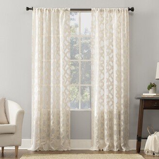 No. 918 Yvette Trellis Jacquard Sheer Rod Pocket Curtain Panel, Single Panel