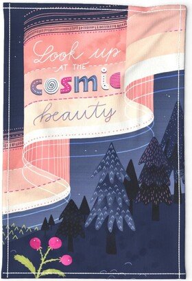 Cosmic Beauty Tea Towel - Aurora Wall Hanging By Marketa Stengl Celestial Motivational Linen Cotton Canvas Spoonflower