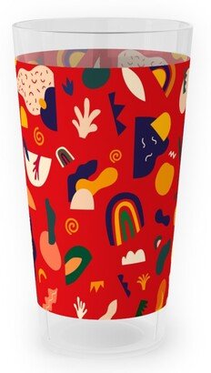 Outdoor Pint Glasses: Seamless Pattern - Red Outdoor Pint Glass, Red