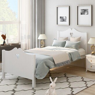 White Wood Twin Platform Bed