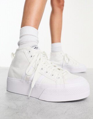 Nizza Platform Hi Top sneakers in triple white