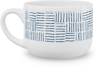 Mugs: Herringbone String - White & Classic Blue Latte Mug, White, 25Oz, Blue