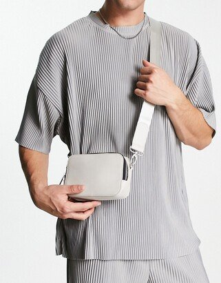 faux leather cross body camera bag in gray