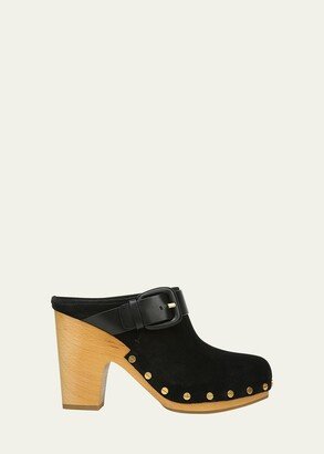 Dacey Suede Buckle Clogs