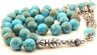 Big Natural Turquoise Gemstone 33 Beads Islamic Prayer Beads Misbaha From Turkey 106018 Tasbih Tasbeeh Tesbih Rosary Tespih, Islamic Rosary