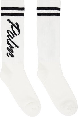 White Striped Logo Socks