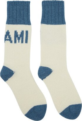 Off-White & Blue Logo Socks