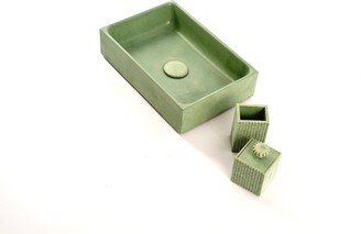 Plint Rectangular Vanity Basin/Countertop Green Color