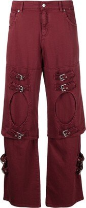 Mid-Rise Buckle-Embellished Boyfriend Jeans