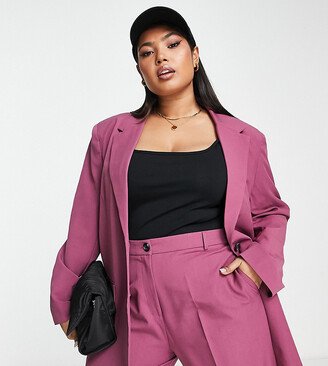 Curve Mix & Match slim boy suit blazer in plum