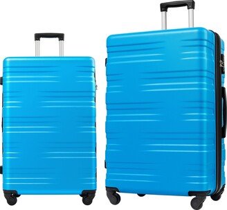 EDWINRAY Luggage Suitcase 2 Piece Set Carry On ABS Spinner Suitcase Trolley with Compartment, Lightweight Travel Set