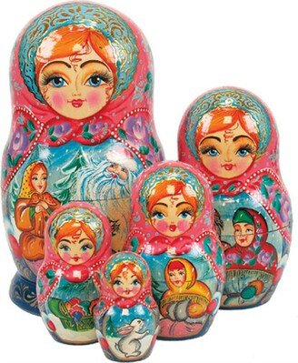 G.DeBrekht Father Frost 5 Piece Russian Matryoshka Stacking Dolls Set