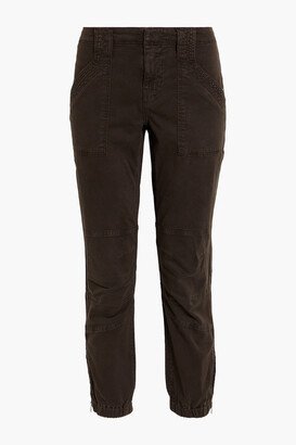 Cotton-blend twill tapered pants