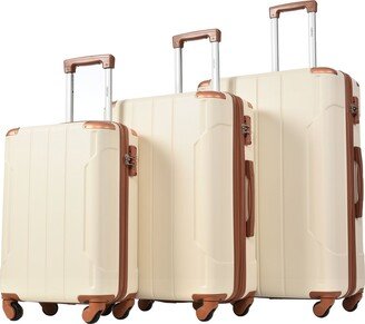 EDWINRAY Luggage Sets Lightweight Hardshell Suitcases with Spinner Wheels&TSA Lock, 3 Sets Expandable Luggage-AB