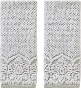 2pc Birdseye Damask Hand Towel Set Seaglass