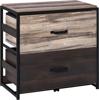 Office Organizer with Double Drawers and Adjustable Metal Hanging Bars